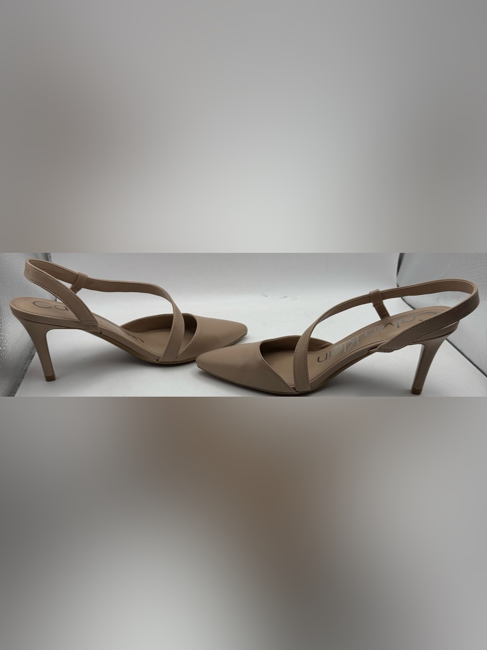Calvin Klein Tan Pointed-Toe Slingback Heels - Picture 5 of 8